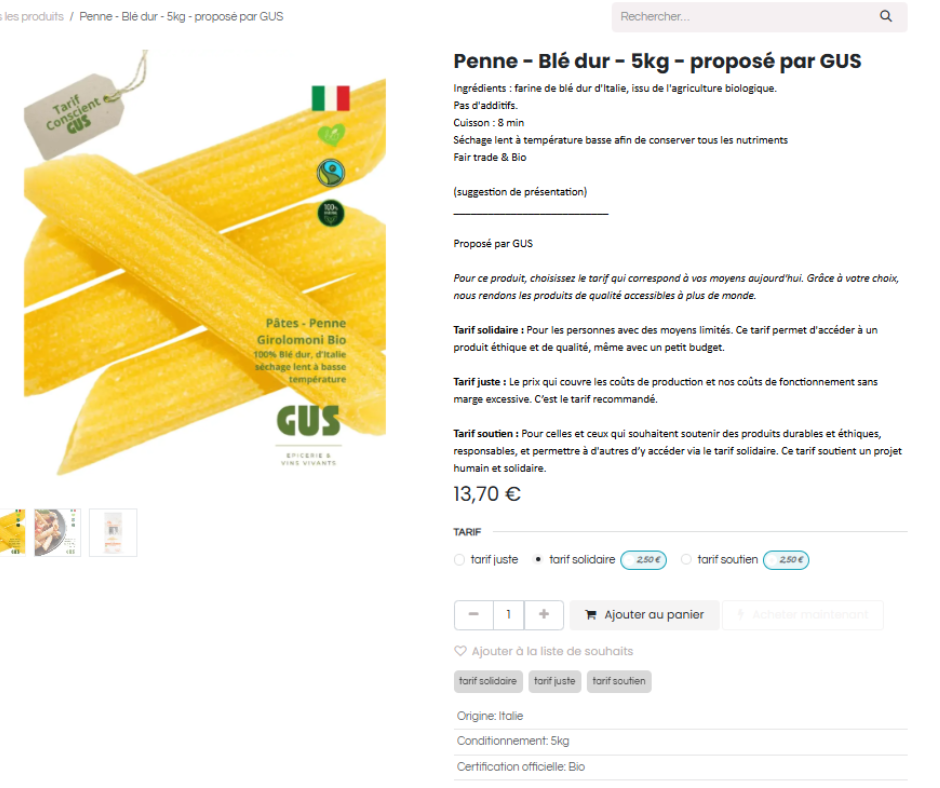 GUS - Épicerie plaisir et solidaire en ligne
